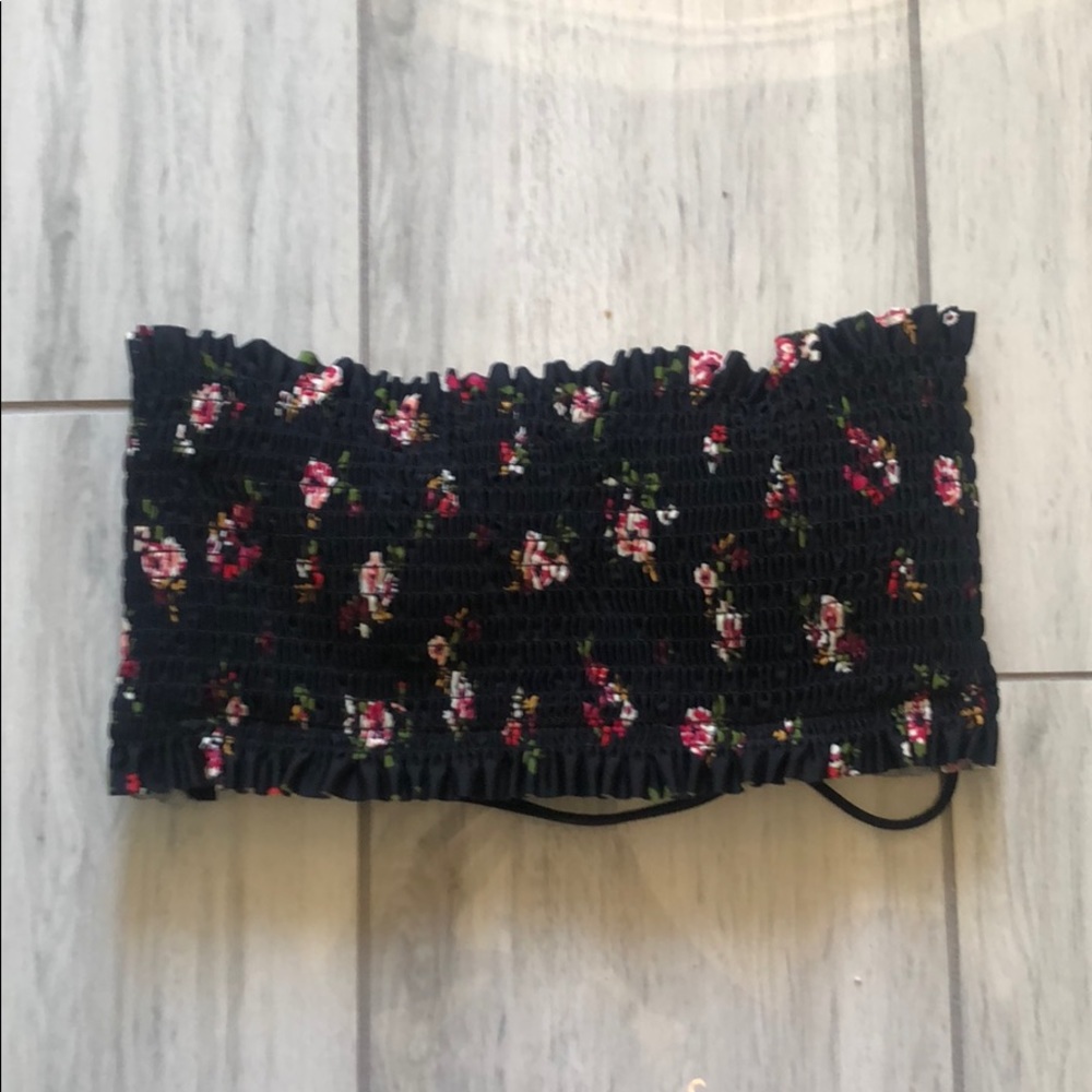 Floral strapless bikini top